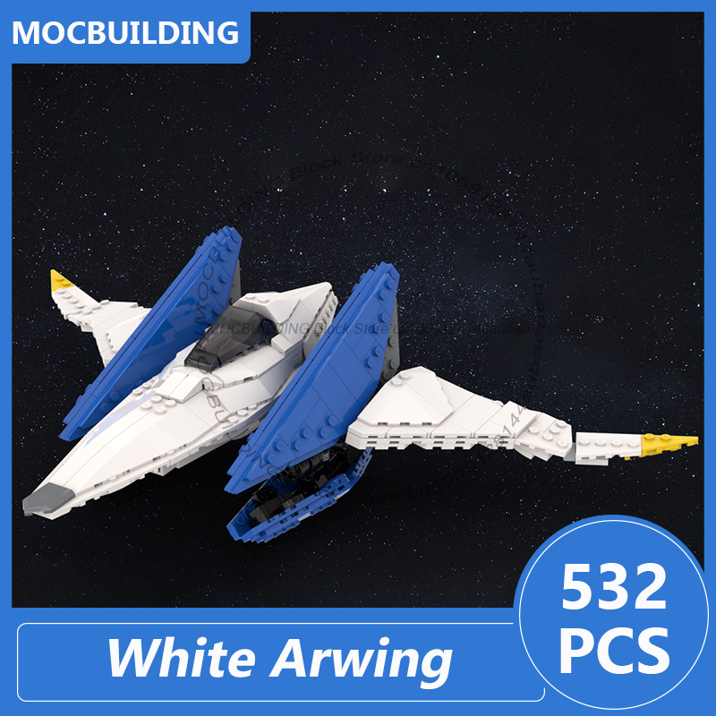 Model Kit Fantasy - White Arwing Model MOC Building Blocks